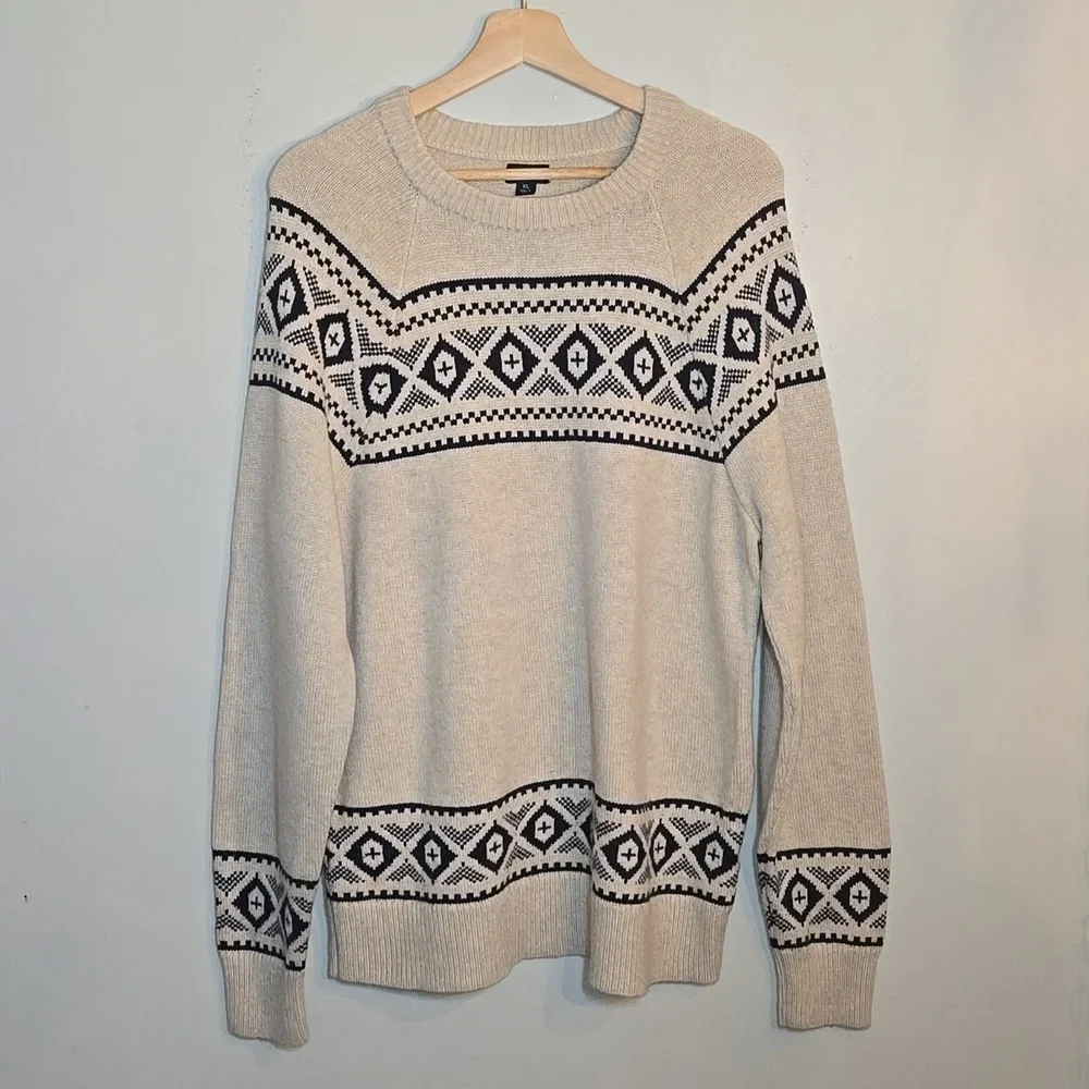 J. Crew Raglan Fair Isle Supersoft Wool Pullover Sweater